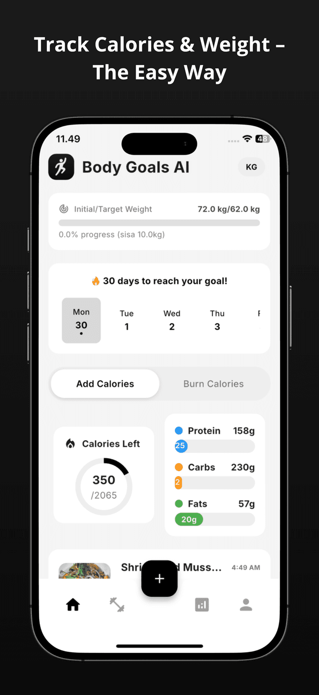 BodyGoals AI - Calorie Tracker screenshot 1