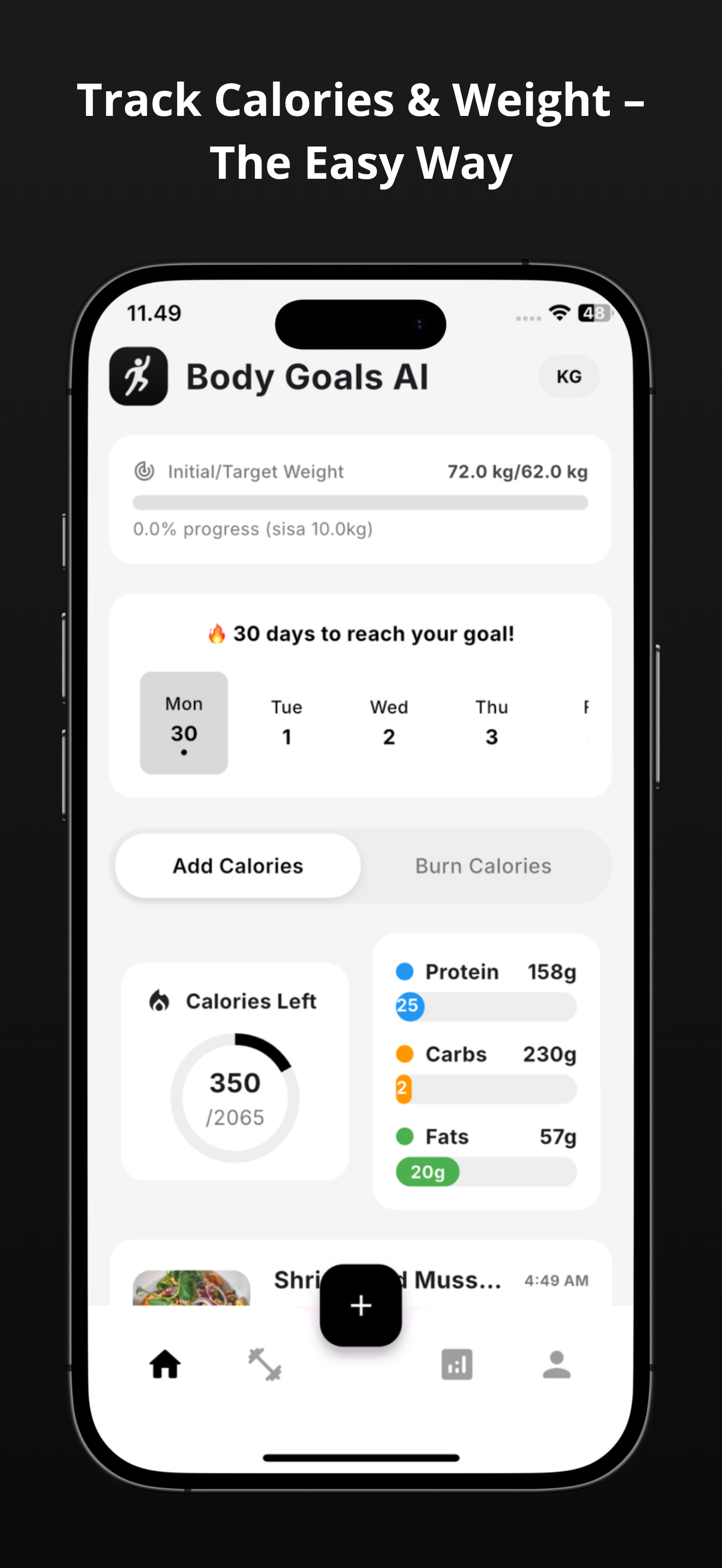 BodyGoals AI - Calorie Tracker screenshot 1